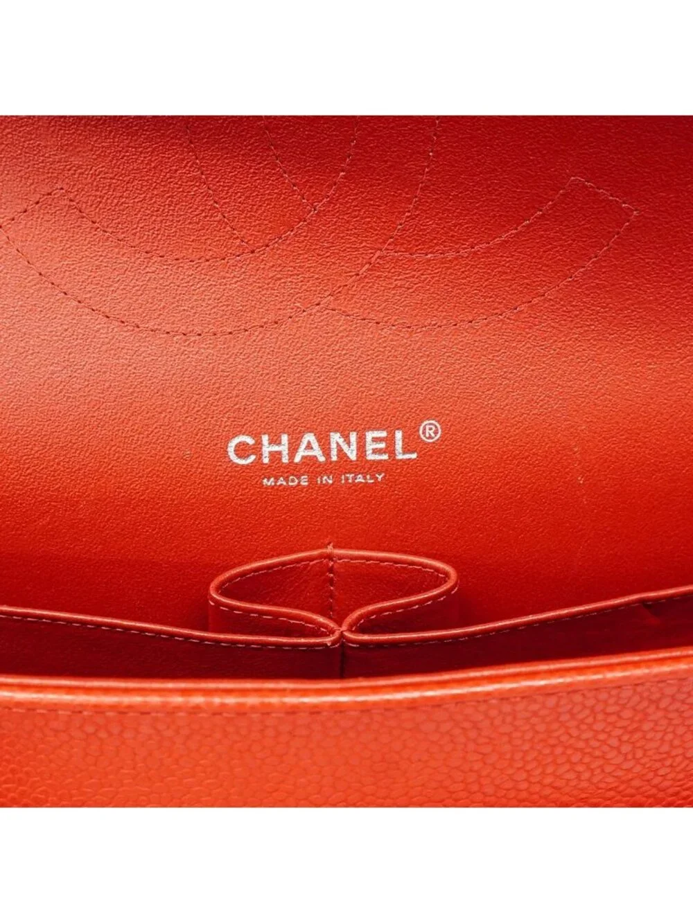 Chanel Shoulder Bag Maxi Quilted Caviar Leather Red Silver